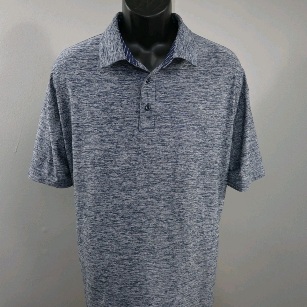 Under Armour Golf Polo Shirt Men's 3XL Blue HeatGear Loose Fit Comfy Performance